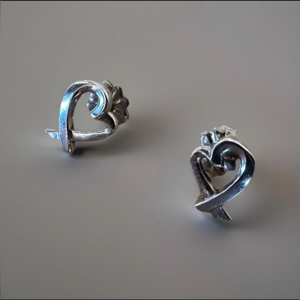Tiffany & Co. Paloma Picasso Loving Heart .925 Sterling Silver Stud Earrings